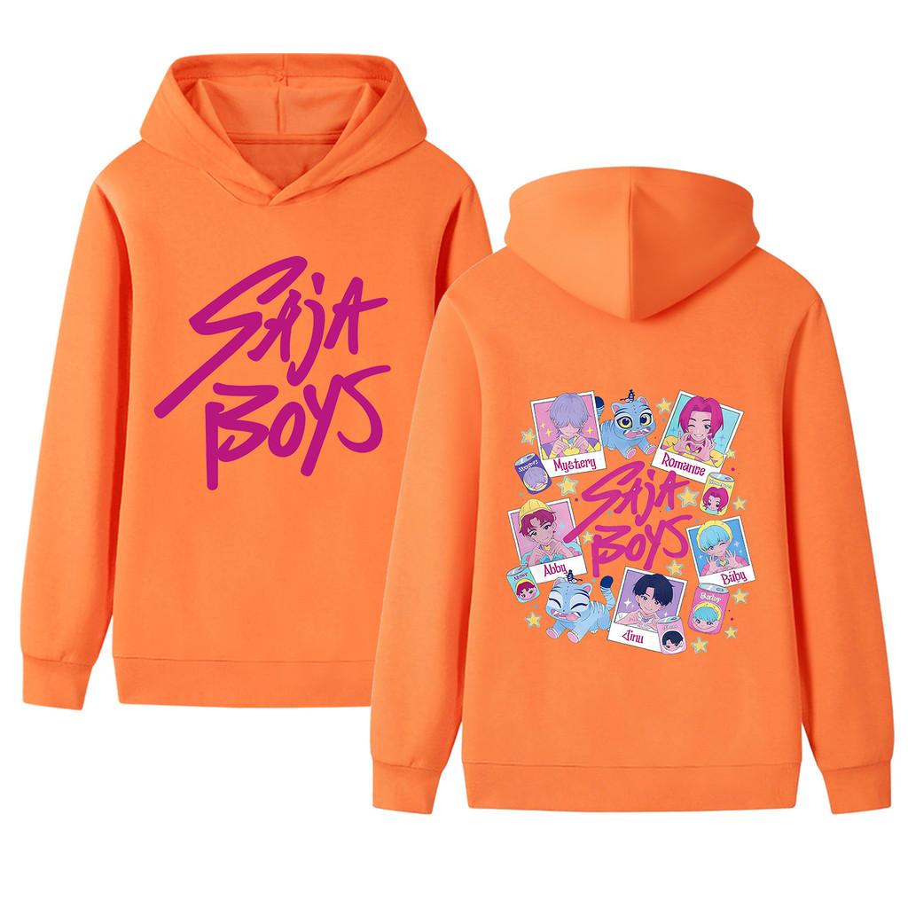 B1206-2 Kids Boys Girls Kpop Rumi Zoey Mira Sajaboys Double-sided Print Long Sleeves Hoodie