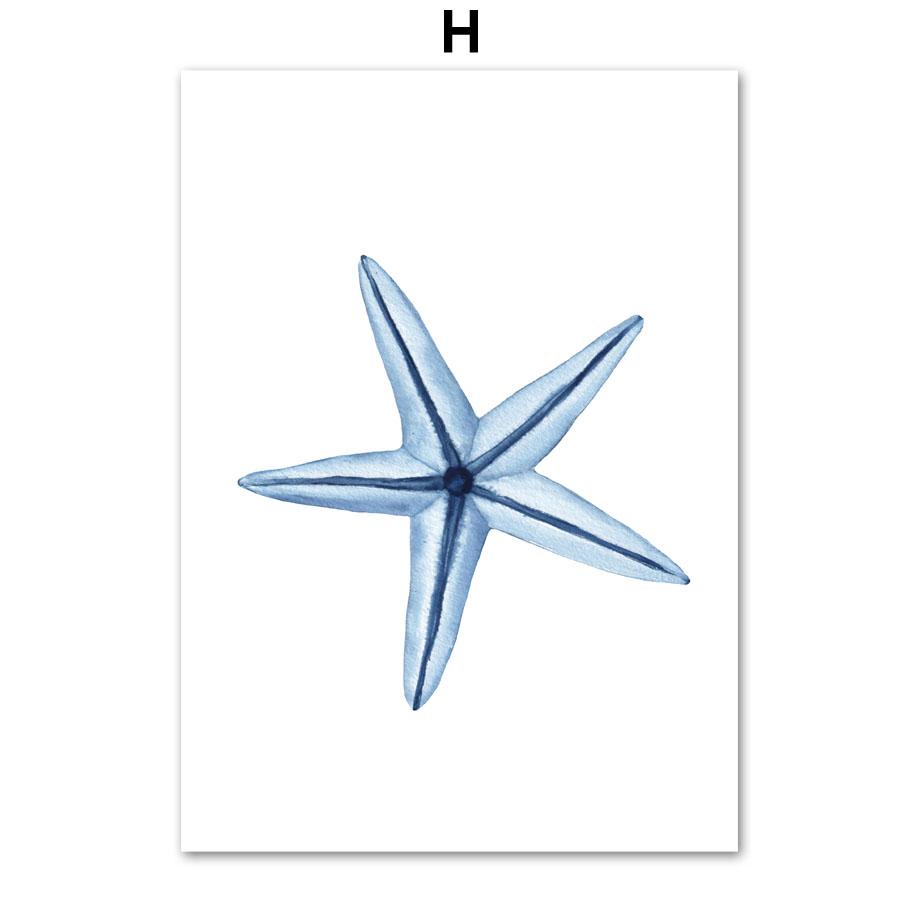 

Блакитний краб, омар, морська зірка, океанське життя, плакати, акварельні морські тварини, настінне мистецтво, принт, полотно, картина, сучасна кімната, прикраса дому 30X40cm No Framed