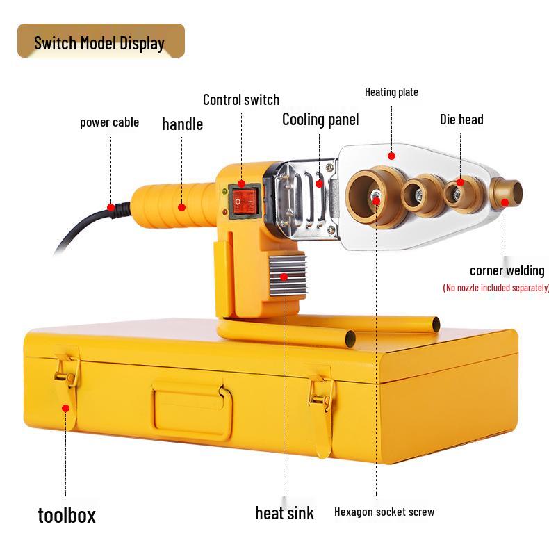 PPR 20-63mm Hot Melt Pipe Welder with Non-Stick Die Head for Plumbing and Engineering