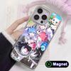 ReZero Rem Ram Silver Plating Magsafe Mobile Phone Case for iPhone 17 16 15 14 13 12 11 Air Pro Max Plus Colorful Cover