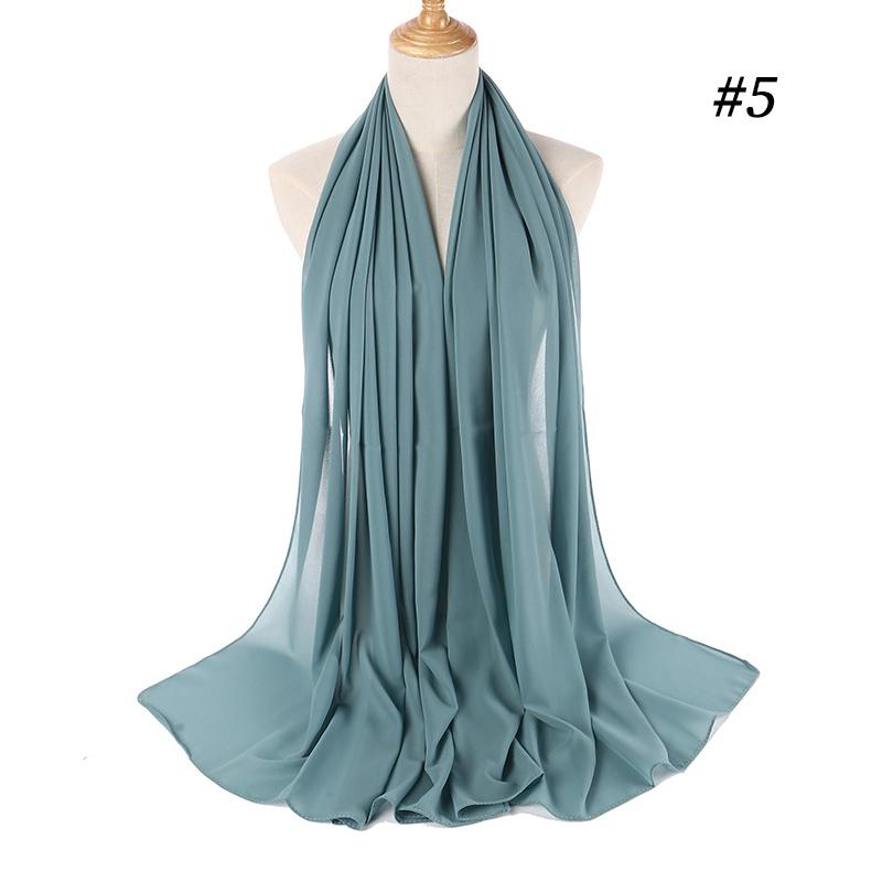 Muslim Plain Bubble Chiffon Hijab Scarf Women Scarves Long Shawls And Wraps Head Scarf Solid Color Soft Silk Feeling Headband