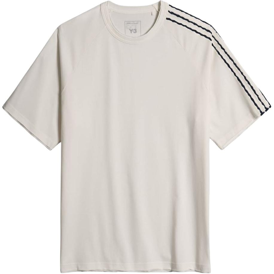 Y-3 Kurzarm-T-Shirt mit rohem Saum und 3 Streifen KS9748