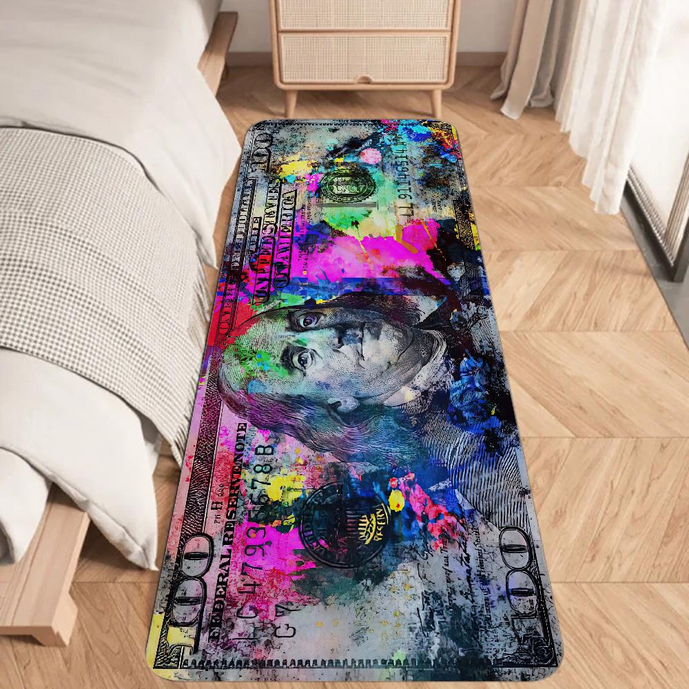Dollar Money Floor Mat Graphic Printed Flannel Doormats for Bathroom Kitchen Entrance Carpet Home Decor