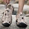 2024 Men's Breathable Mesh Patchwork Closed-Toe Beach Sandals – Non-Slip Casual Outdoor Footwear