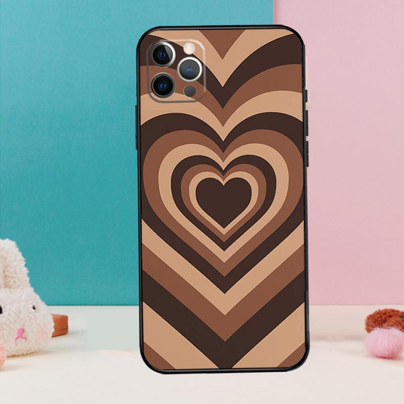 Latte Love Groovy Coffee Heart Pink Phone Case For iPhone 17 Air 16 15 14 12 11 13 Pro Max 12 13 mini 15 16 Plus 16e Cover Coque