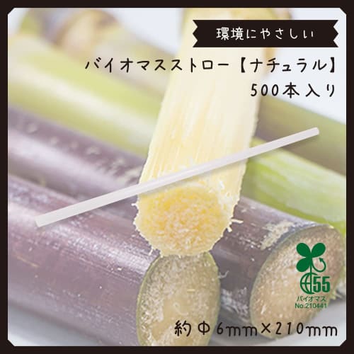 Edogawa Bussan Biomass Straws, 6mm Diameter x 21cm Length, Pack of 500, GPE621SN6