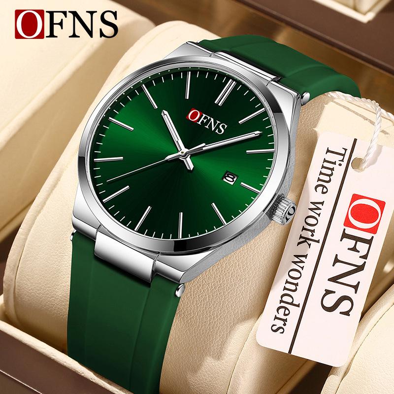 OFNS Classic Unisex Quartz Wristwatch with Calendar, Luminous Hands, 30M Waterproof, Thin Design, High-Value Bar Index.