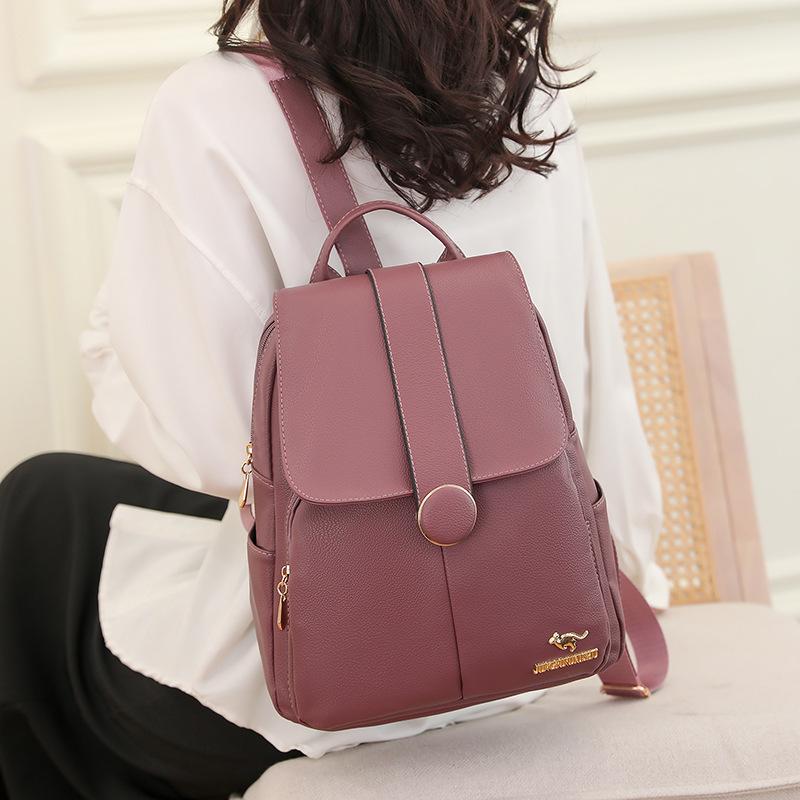 Borsa a Spalla, Nuova alla Moda da Donna, Texture Pelle Morbida, Pelle PU, Zaino alla Moda, Grande Capacità, Viaggio Tempo Libero, Borsa Antifurto