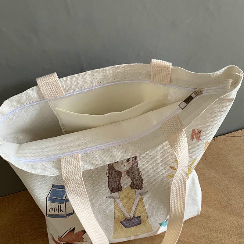 Canvas Tote Bag for Women 2020 Large Capacity Eco Shopper  Shoulder Shopping Bags Cotton Cloth White