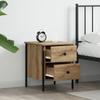 1 Piece modern vintage low cabinet, bedroom nightstand, bedside storage cabinet, double drawer organizer cabinet, round corner supports, 40x42x50 cm
