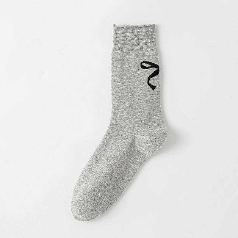 Ladies Spring and Autumn Everything Cute Heel Bow In The Tube Pile Pile Cotton Socks