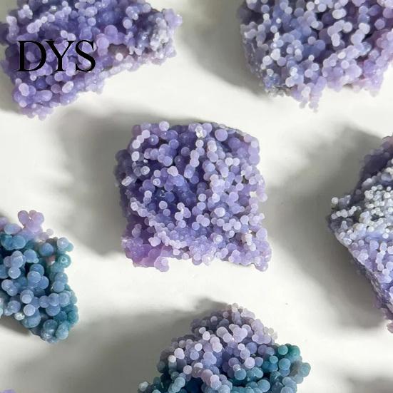 Natural Healing Stones Grape Agate Crystal Cluster, Mineral Gemstone, Polished Stone Garden for Aquarium Terrarium Decor, Unique Gift Collectors