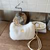 Plush bag women's 2025 autumn and winter niche plush shoulder bag popular fashion commuter messenger small square bag