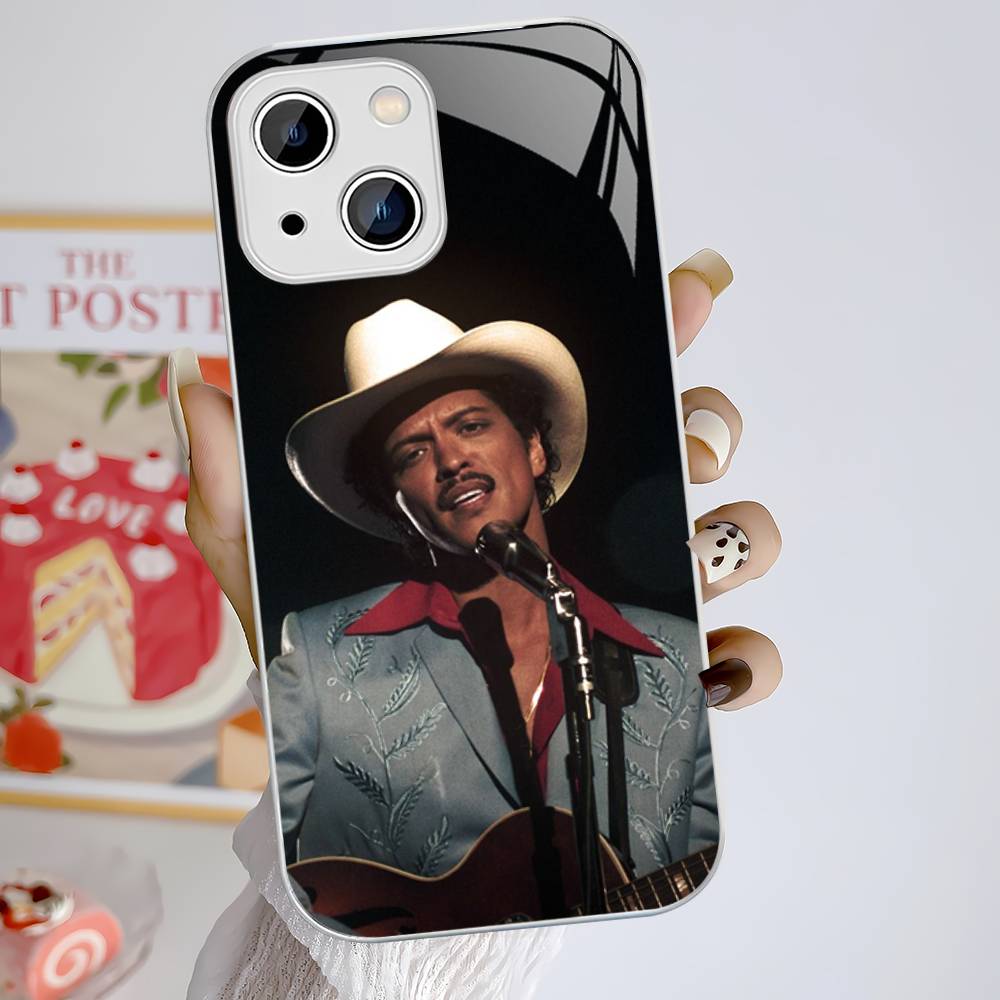 B-Bruno M-Mars Singer Tempered Glass For Iphone 14 13 12 11 Pro Mini XS MAX 14Plus X XS XR Fundas