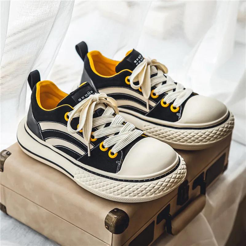 Brand Men's Canvas Mens Sneakers Man Black Harajuku Platform Canvas Shoes for Men Breathable Sport Casual Board Shoes Man
