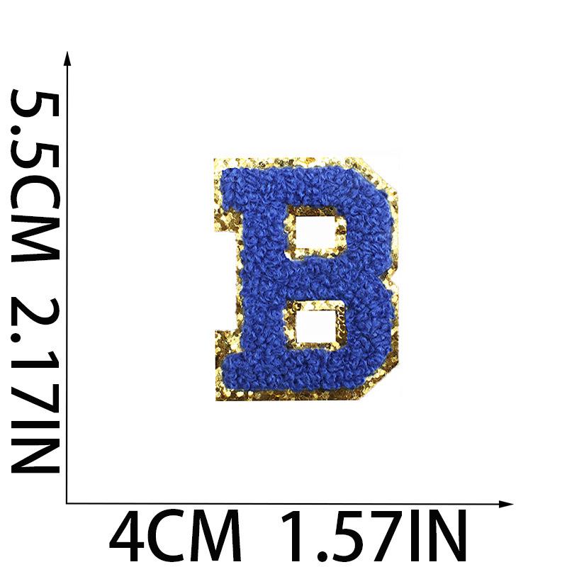 5.5Cm Sapphire Blue Towel Embroidery English Letter Embroidery Cloth Sticker Grit Chenier Patch Sticker Computer Embroidery Sticker B_3 pieces