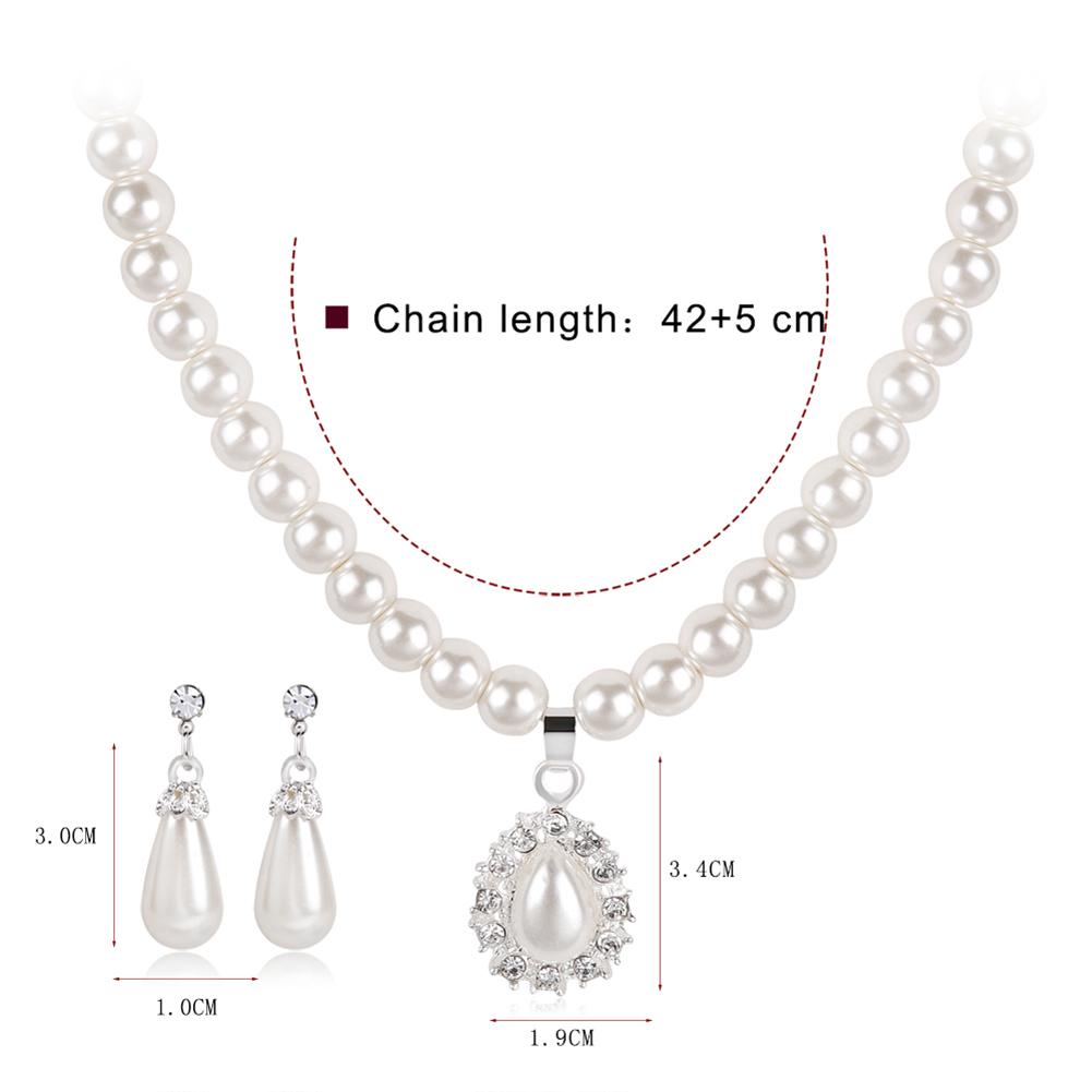 Royal Style Princess Imitation Pearl Teardrop hänge Elegant halsband örhängen