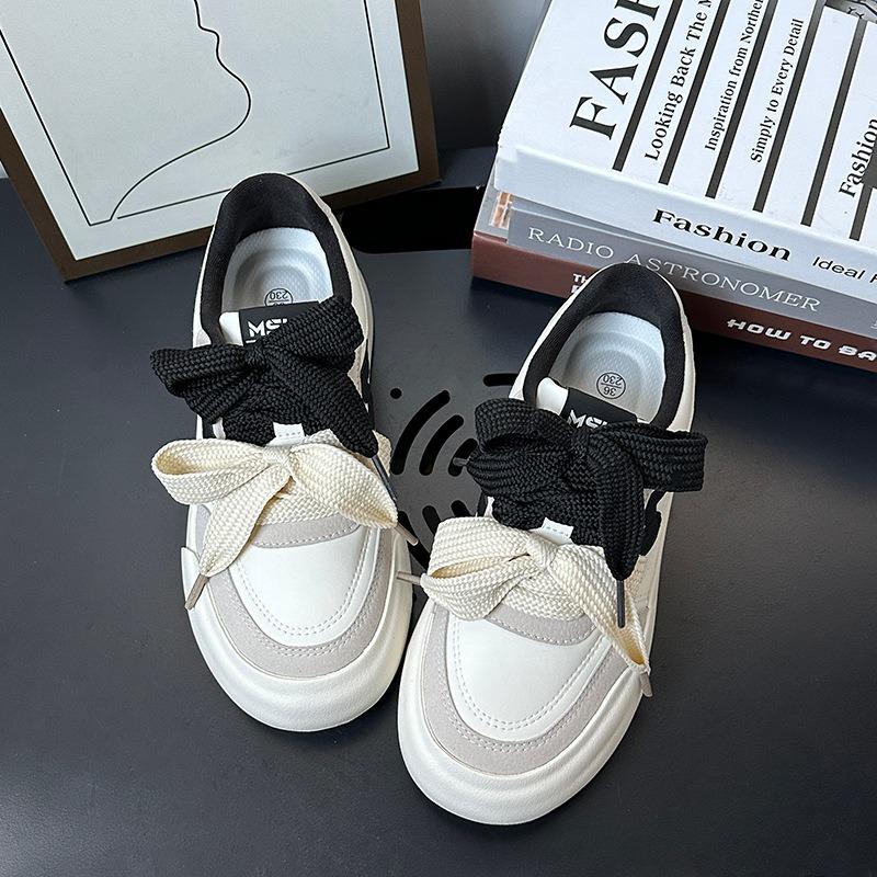 6 pairs of shoelaces and bows casual board shoes for women's spring new versatile sports comfortable soft soles