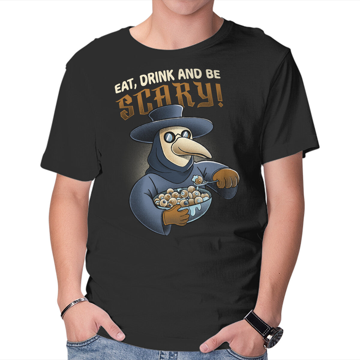 Unisex Crew Neck T-Shirt Eat Drink And Be Scary Graphic Short Sleeve Casual Tee XXL
