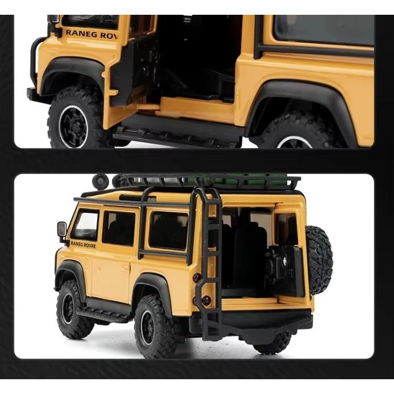 1/32 Land Range Rover Defender Van din aliaj de mașină de camping, model de jucărie din metal, vehicule de teren, model de mașină, lumină sonoră, cadouri pentru copii