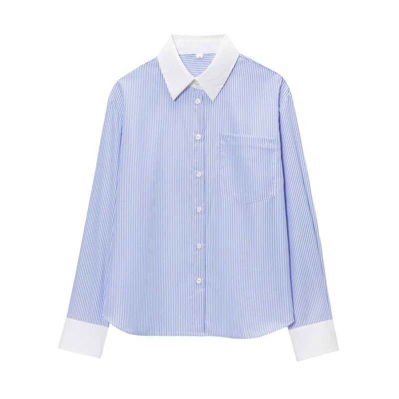 Jnleaog Spring New Arrival Women's Clothing Fashion Style French Fashion Design Matching Stripes Shirt