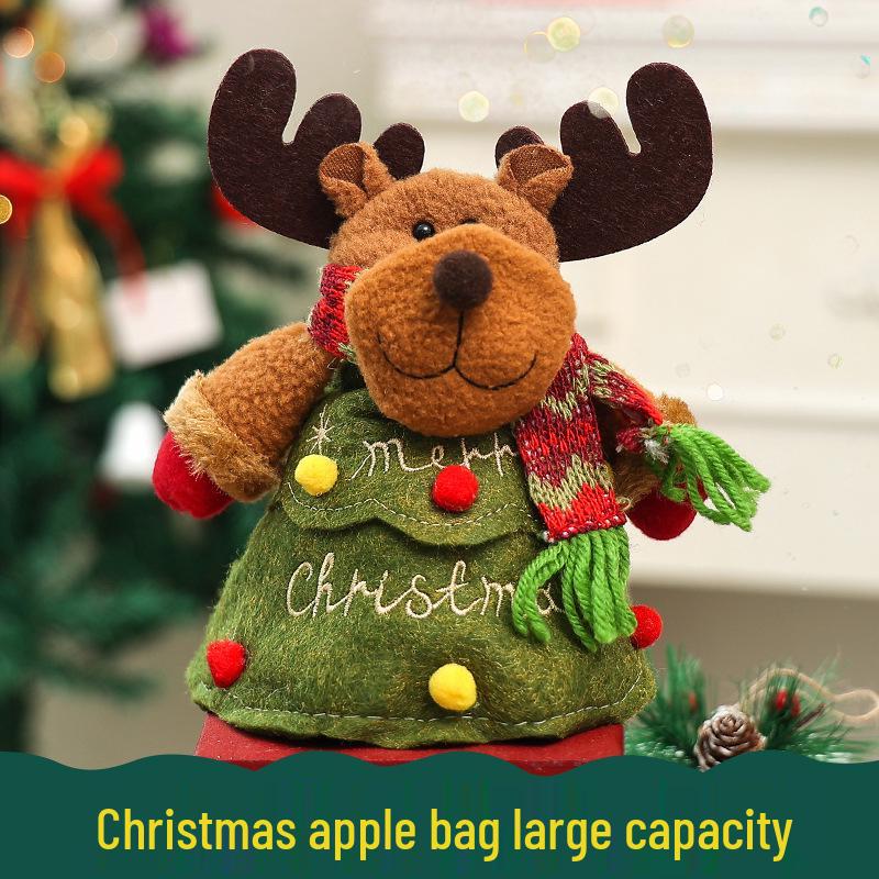 Cross-border Christmas Eve Cartoon Apple Gift Bag for Kids - Flip Cap Tote with Candy Inside