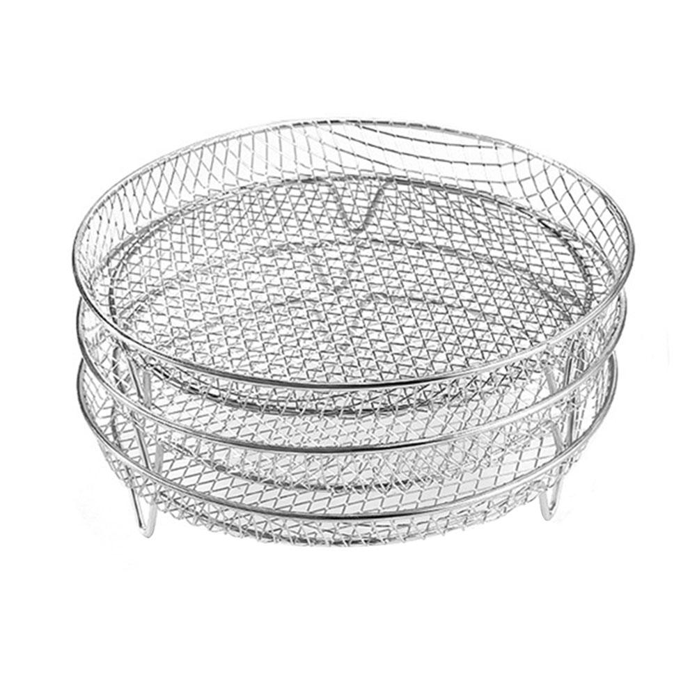 3 Layers Air Fryer Rack Stainless Steel Grill Dehydrator Racks Air Fryer Stacking Steamer Roasting Rack Kitchen Accessories