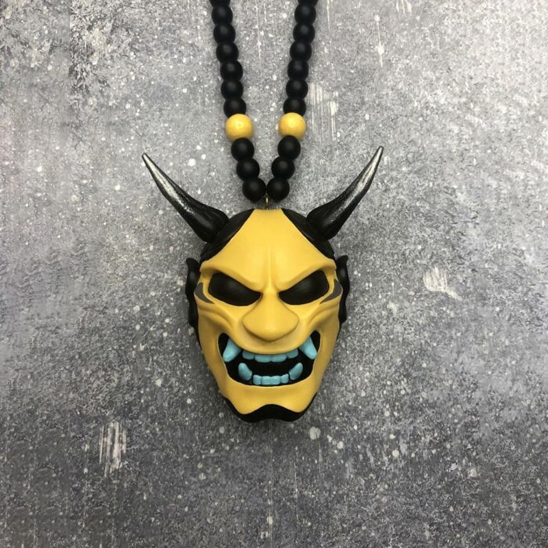 1Pc Hannya Helmet Japanese Oni Charm Hanging Pendant Samurai Car Accessories Auto Ornament Rear View Mirror