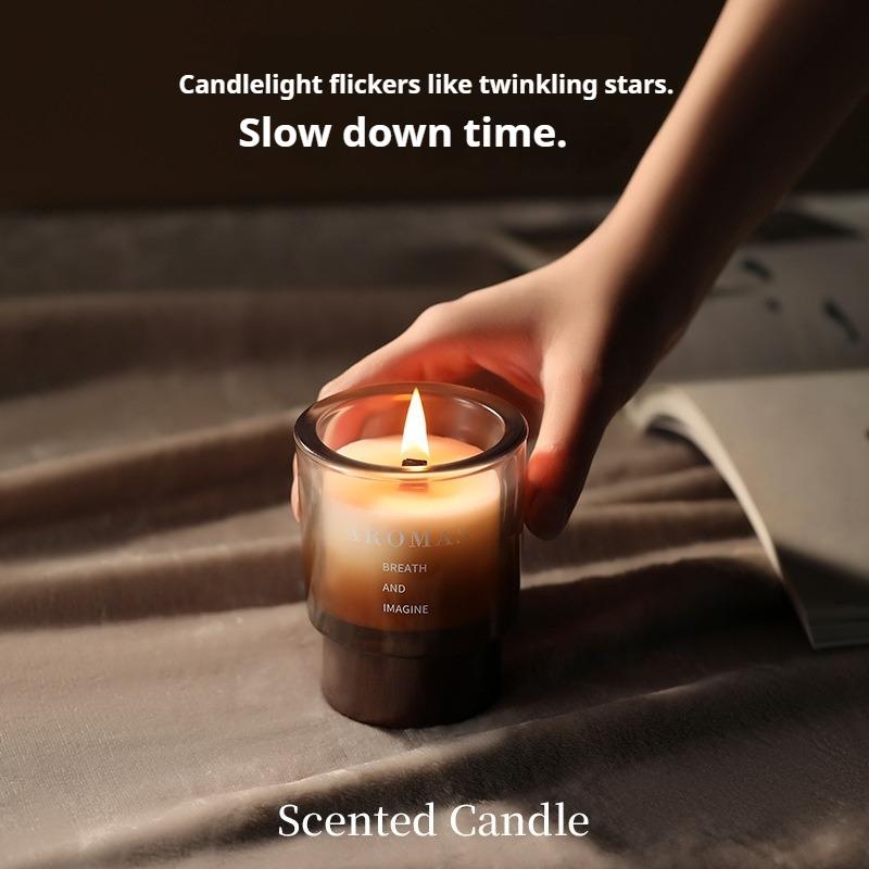Scented Candle Wooden Base Indoor Bedroom Fragrance Ornament