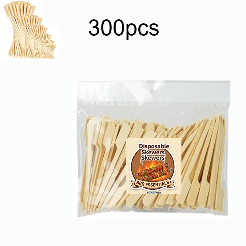 100Pcs Bamboo Sticks Disposable Natural Bamboo Skewers BBQ Barbecue Sticks for Kabob Fruit Cocktail Camping Party Barbecue Tools