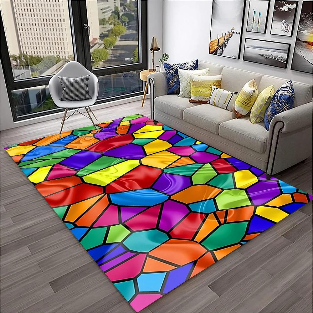 3D Colour Illusion Rainbow Vision HD Carpet Rug for Home Living Room Bedroom Sofa Doormat Decor,kids Area Rug Non-slip Floor Mat