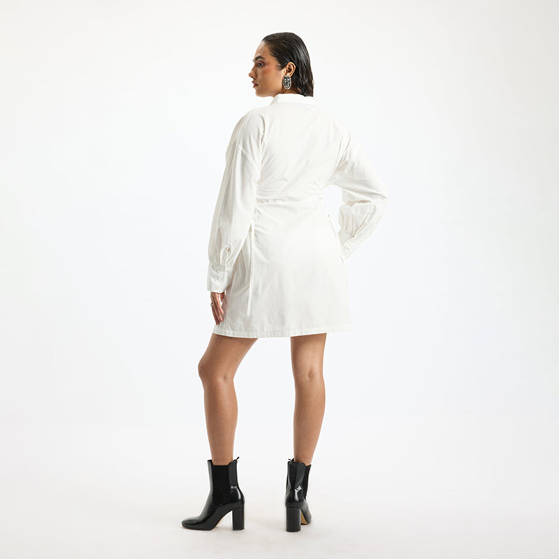 Virgio Women Knee Length Full Regular Fit Shirt Collar Dress