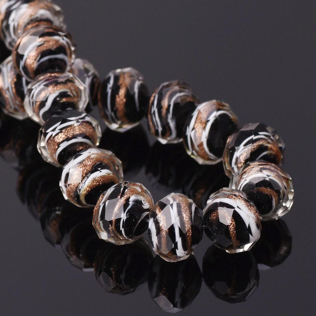 10pcs 12x8mm Rondelle Faceted Opaque Lampwork Glass Loose Spacer Beads For Jewelry Making DIY Crafts Findings