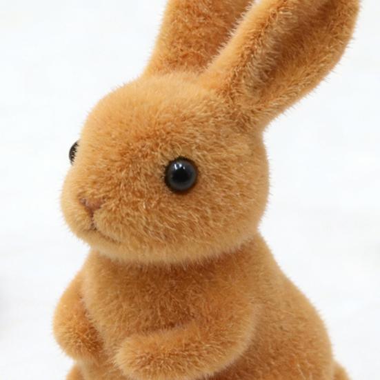 Harzbeflockte Hasenfigur Osterhase Beflockung Hasenskulptur Schmuckstück Kleiner Kunstmoos für Frühling Ostern