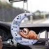 Creative Acrylic Pet Dog Car Rearview Mirror Accessories Pendant Decoration Moon-shaped Christmas Tree Ornament