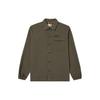 Solid Logo Design Point Collar Outdoor Casual Loose Long Sleeve Shirt Men Shirts Green A2JJR-A58