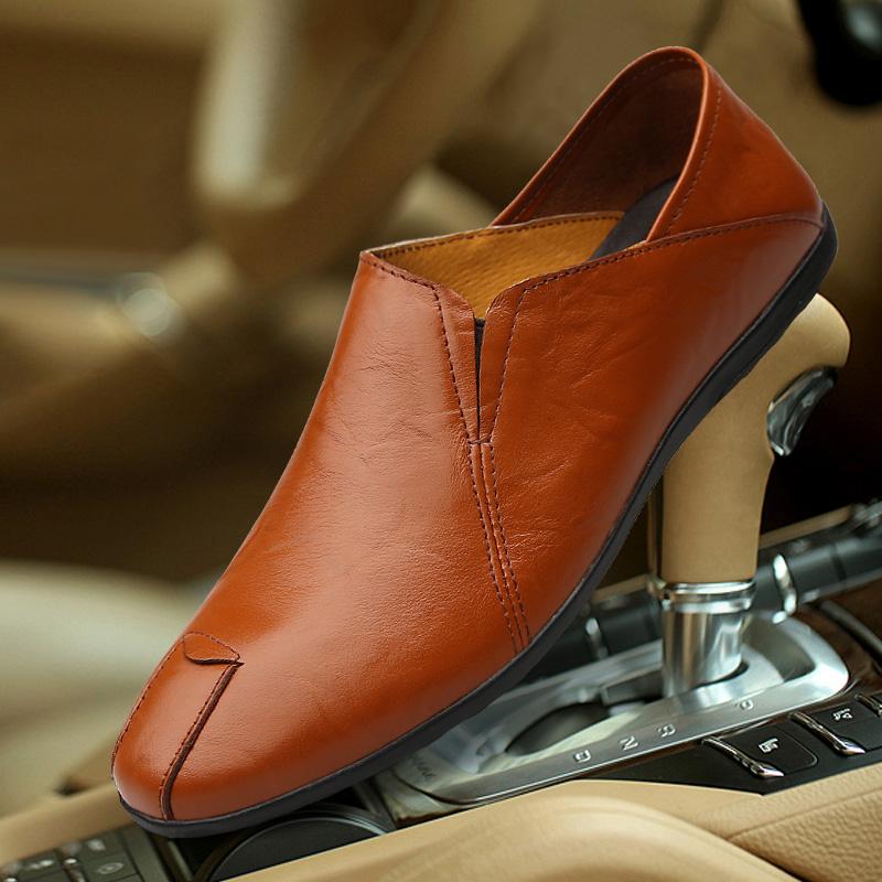 Italienische Schuhe Herren Casual Echtleder Slipper Herren Atmungsaktive Bootsschuhe Slip-on Mokassins Vintage Leichtgewichtige Laufschuhe