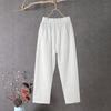 Cotton Linen Loose Straight Harem Pants with Elastic Waistband