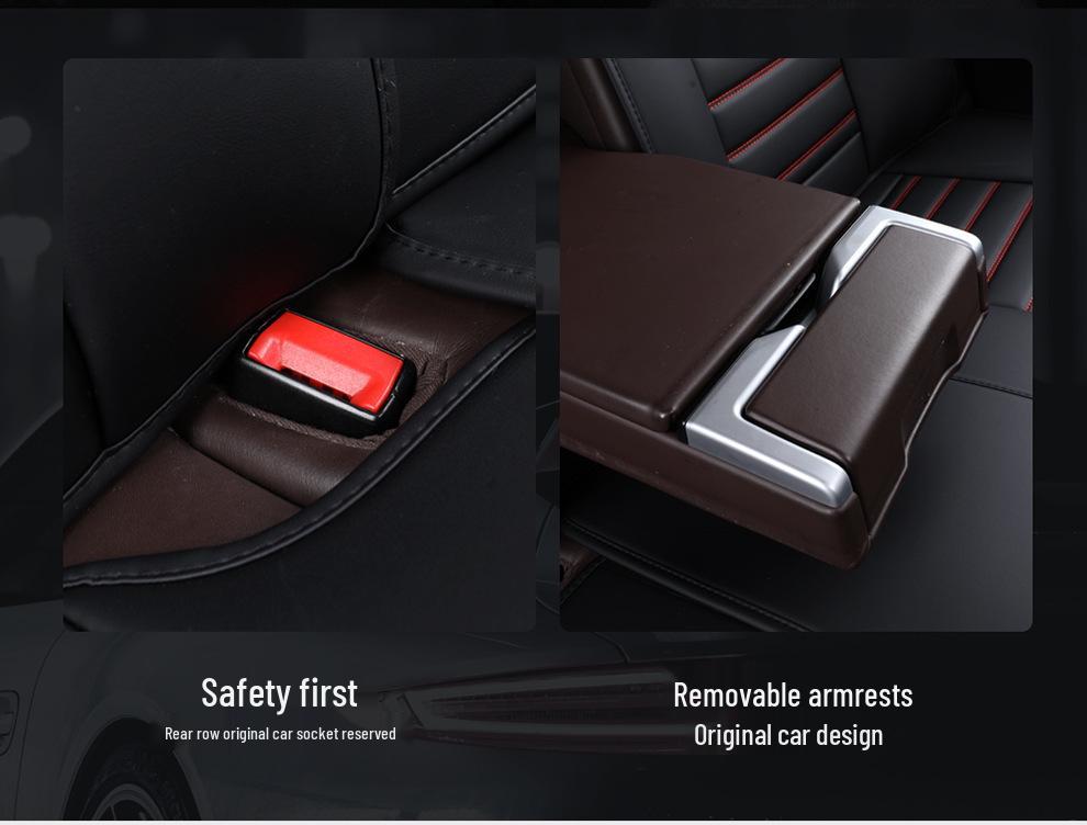 All-Season Universal Nappa Leather Car Seat Cover - Breathable Perforated Full Surround Design