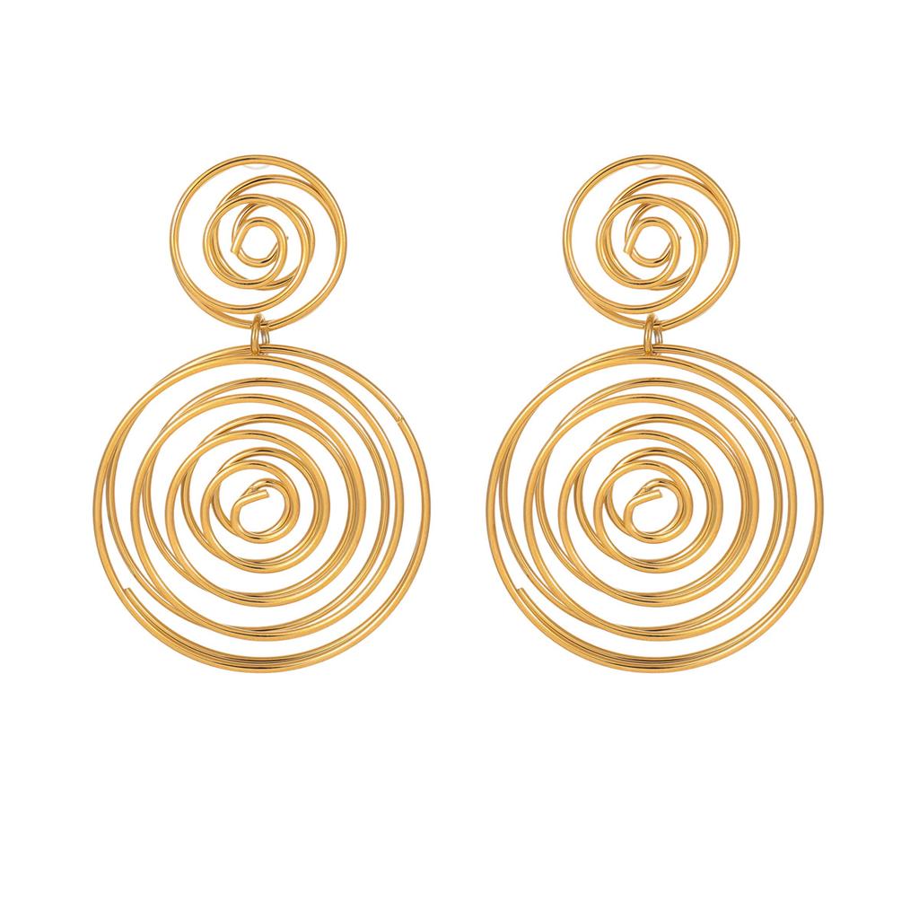 GEMCHIC Women's Gold Plated Stainless Steel Geometric Spiral Earrings Statement Drop Jewelry