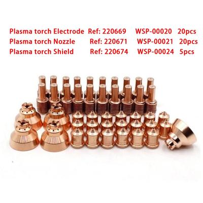 45 peças Bicos Eletrodos Escudos de Plasma 220669 220671 220674 para Tocha 45