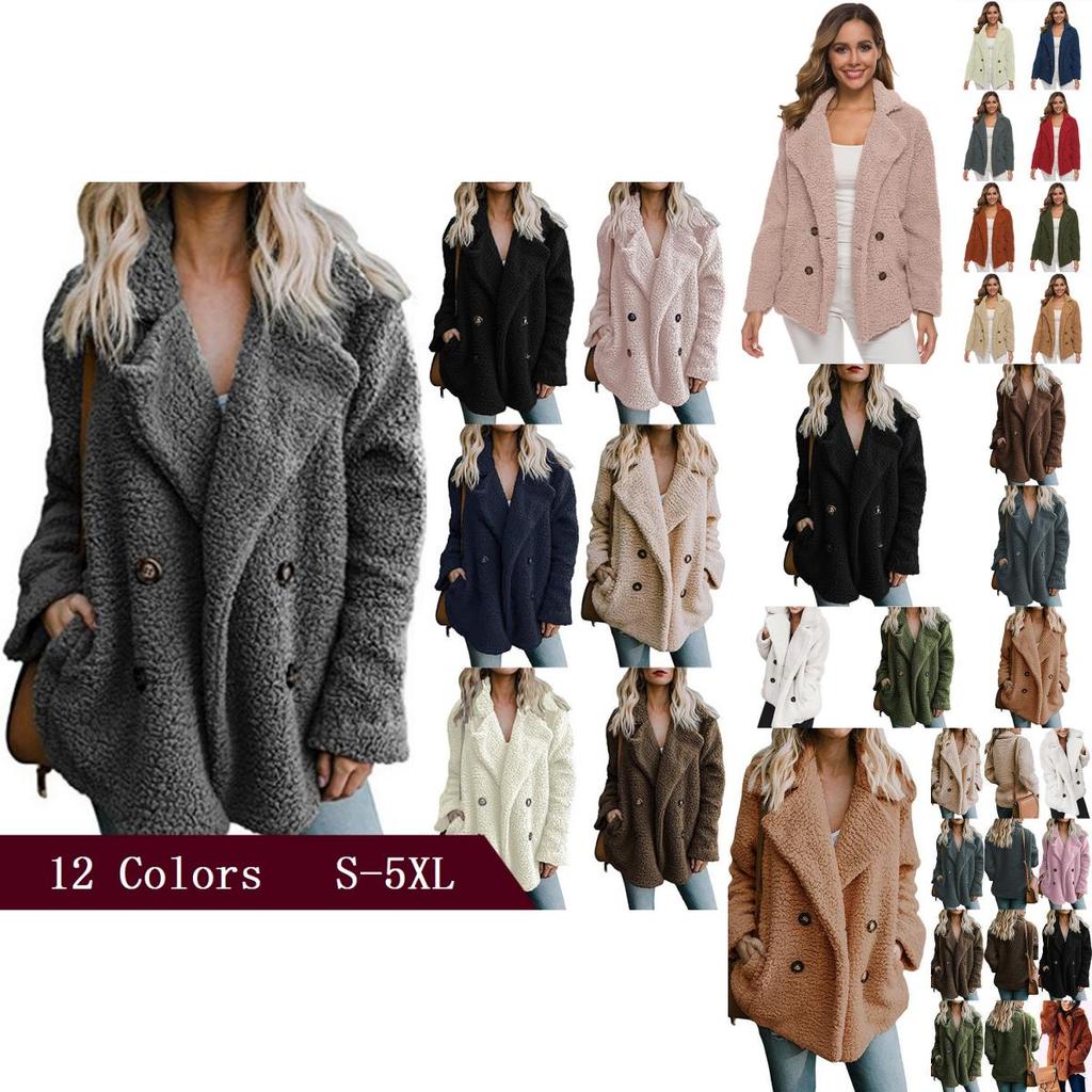 Luxuriös Weicher Damen Teddybär Faux Fur Fleece Wintermantel Cardigan Jacke