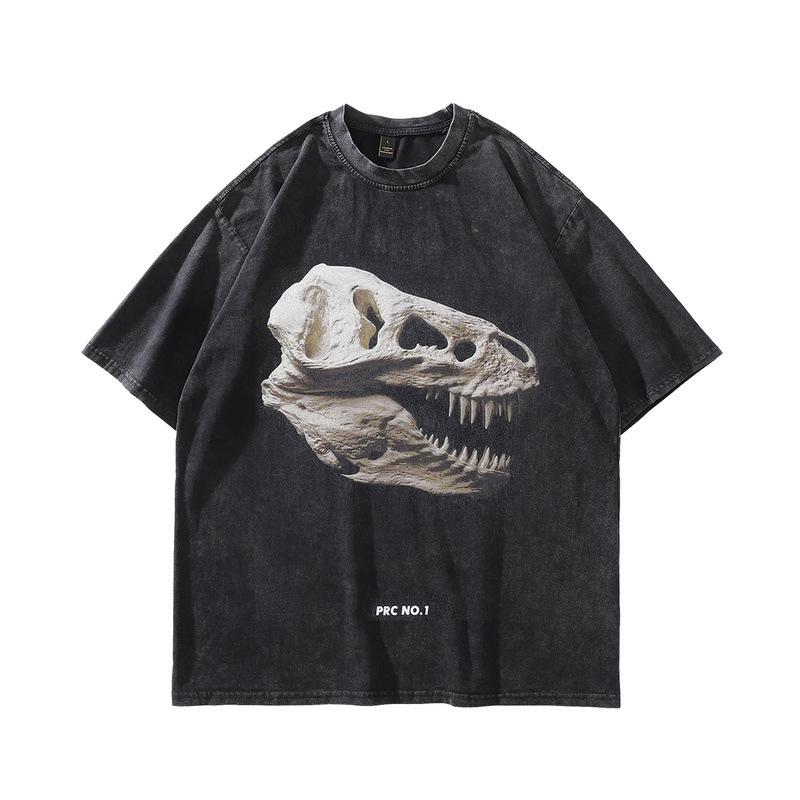 Men'S Trendy Brand American High Street Direct Injection Printing T-Shirt Vintage Washed Old Short-Sleeved T-Shirt Men