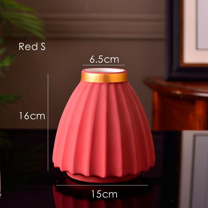 1pc Matte Porcelain Vase Grey Black Flower Vase Home Decoration Centerpiece Ornament Gold-Plated Stoneware Desktop Vase 16/25cm