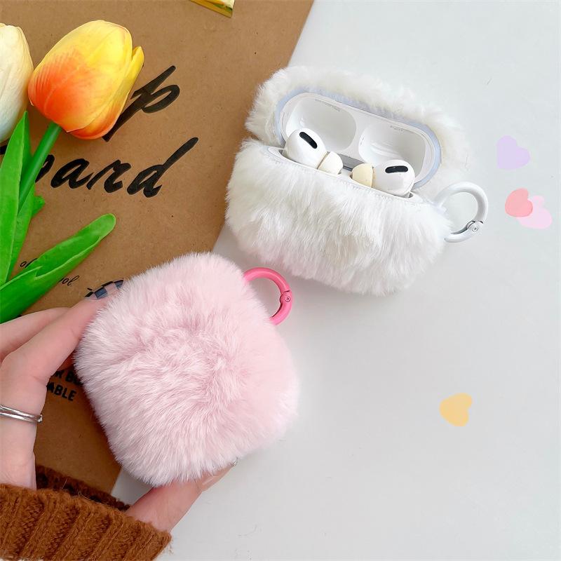 Simple Solid Color Plush for airpodsPro1 Apple Bluetooth Headset Cover 1/1/1 Generation Protective Case 1011 Women