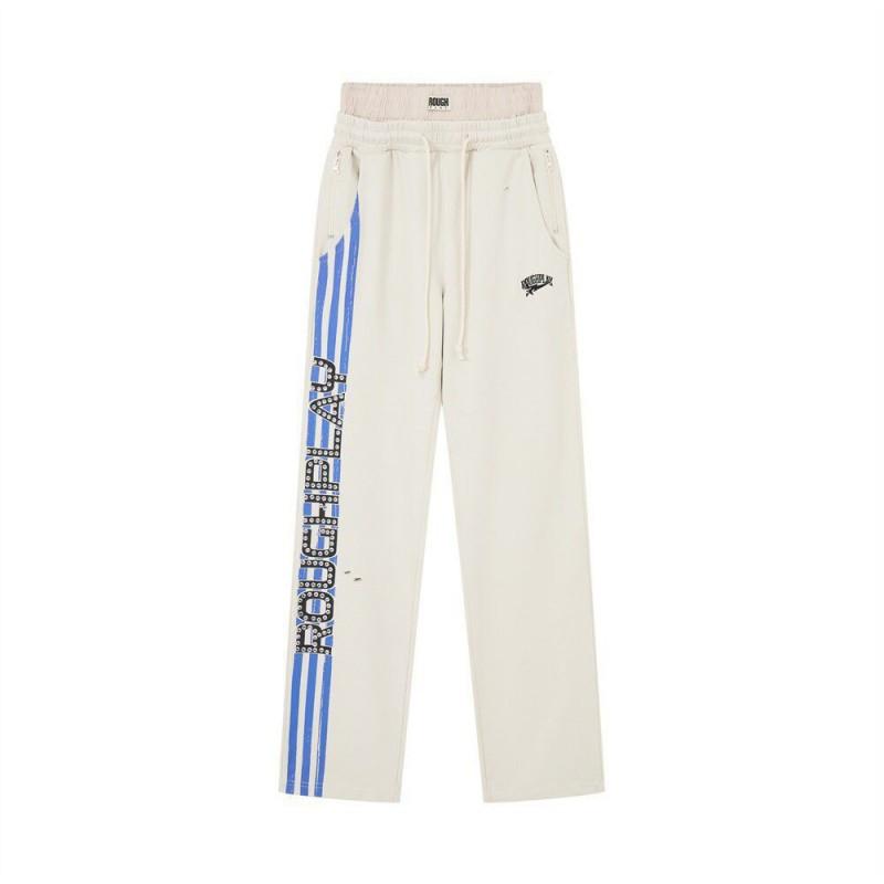 RoughPlay Letter Print Streetwear Sweatpants Men Mid Waist Straight Leg Casual Trousers