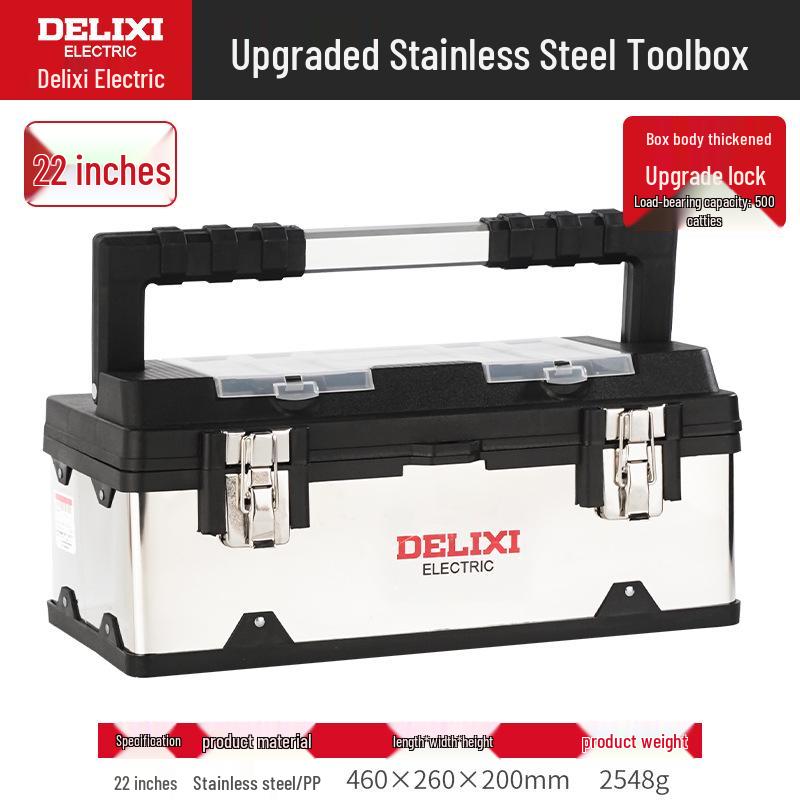 Delixi Portable Stainless Steel Multi-Tool Box - Industrial & Household Use