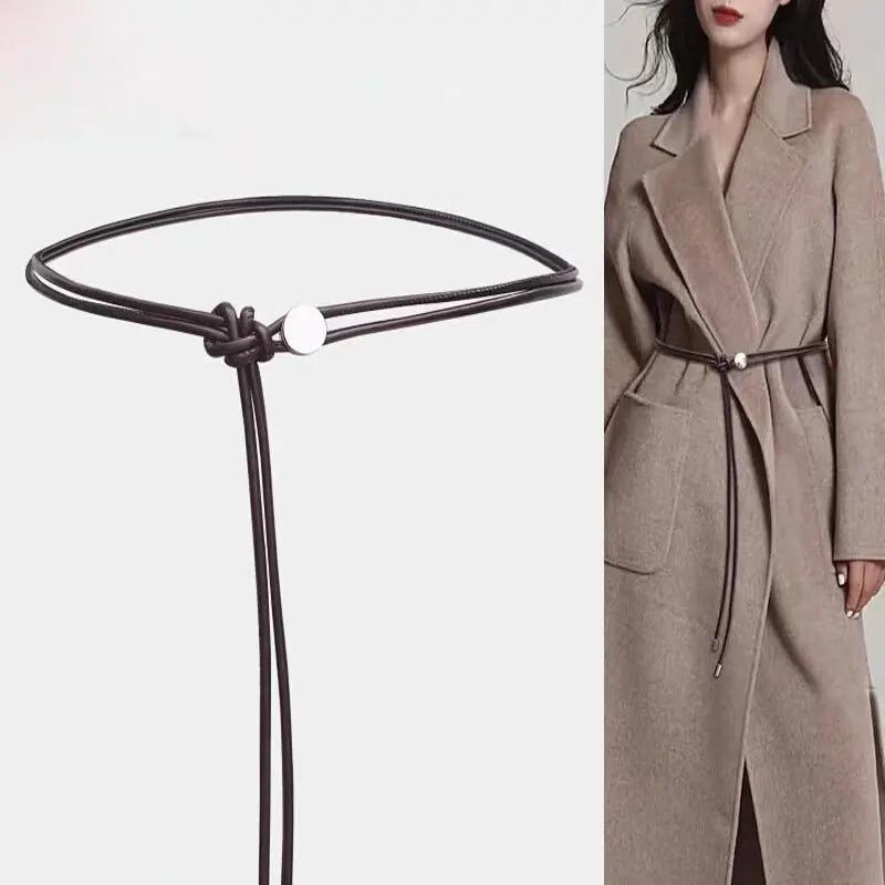 New Female Waist Chain Dress Long Waist Rope Knotted Thin Belt Simple Decoration Tie with Vintage Dresses String Waistband 130cm