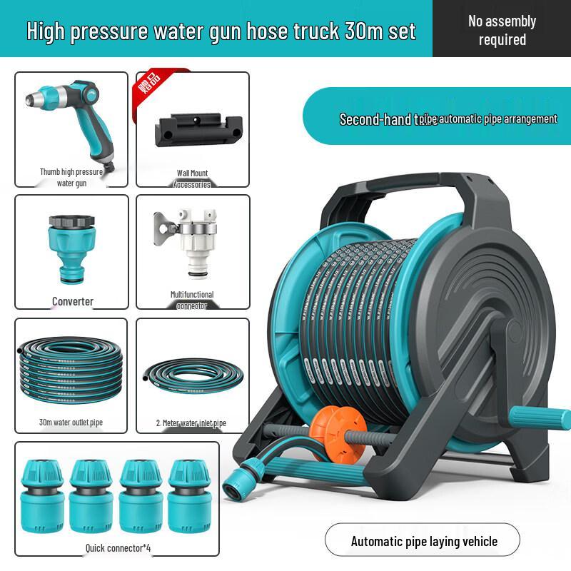 TLXT High-Pressure Car Wash Gun & 30m Hose Reel Kit