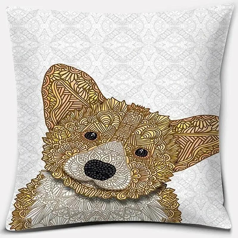 

Эскиз узора головы собаки Наволочка декоративная для спальни, гостиной, домашнего офиса 40x40cm